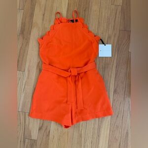 NWT Victoria Beckham for Target Orange Belted Scallop Romper Size XS